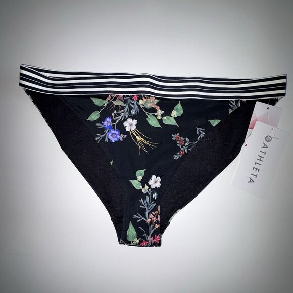 Athleta Gold Coast Low Rise Floral Banded Bikini Swim Bottoms Size Large NWT - Picture 2 of 11